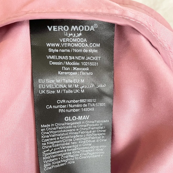 NWT VERO MODA Lightweight trench coat in pink Size M - Picture 11 of 13
